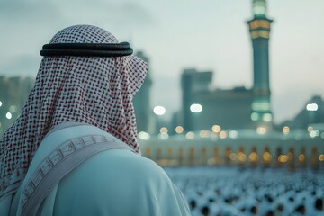 Man in traditional attire at holy site