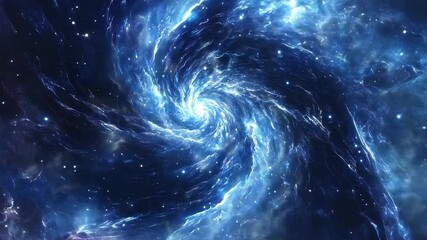 Wall Mural - a mesmerizing cosmic vortex spirals through deep space, surrounded by shimmering stars and rich blue