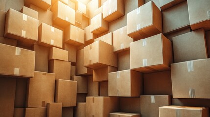 Wall Mural - Abstract Cardboard Boxes Wall