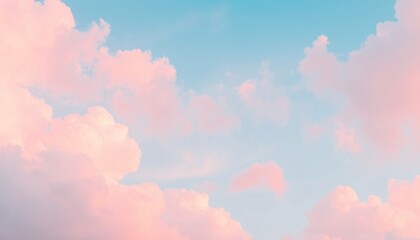 Sticker - Pastel pink and blue clouds in the sky, dreamy and romantic.