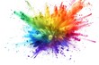 © Fotograf - A colorful powder explosion on a white surface with vibrant colors and textures