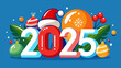 © Joanna Redesiuk - Festive numbers forming '2025' are designed in cheerful colors