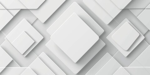 Sticker - White abstract background with square shape and light shadow. Elegant overlay geometric shape design. Suit for poster, banner, brochure, presentation, Generative AI