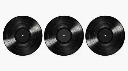 Poster - Three black vinyl records on a white surface
