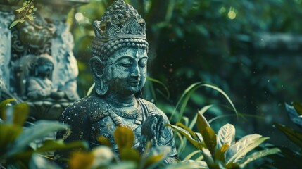 Canvas Print - A person standing amidst lush greenery with plants growing all around