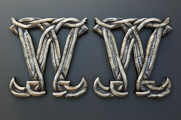 Wall Mural - Handcrafted wooden letters 'W' from driftwood pieces, perfect for coastal or rustic themed designs