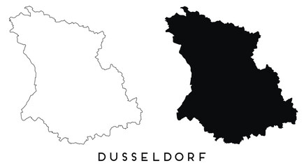 Wall Mural - Dusseldorf map outline and black silhouette vector