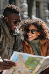 Poster - A pair of people examining a map together