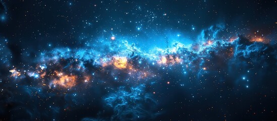 Wall Mural - Cosmic Nebula with Blue and Orange Hues