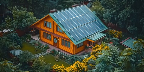 Wall Mural - Solar panel installation on rooftop.