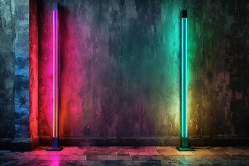 Canvas Print - Neon Lights in Dark Room