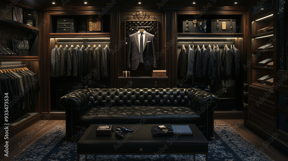 Luxury Closet Interior with Chesterfield Sofa. Stock Illustration ...