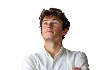 Poster - [Transparent Background PNG]Portrait of Young Caucasian Man Looking Up