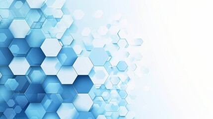 Wall Mural - Abstract white blue geometric hexagon shapes background. Modern simple overlay hexagon pattern creative design. Science, technology and medical concept. Suit for presentation, poster, Generative AI