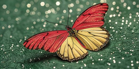 Canvas Print - butterfly on leaf