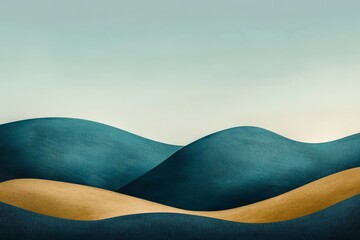 Wall Mural - Blue and ripe brown dunes, feel the smooth and touch of sand grains, the overall style is a combination of modern abstract art and naturalism, elegant art background.
