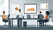 © Murda - Business meeting with graphs, charts, and laptops.