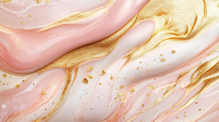 Poster - Soft pink and gold marbled design with swirling patterns and metallic accents