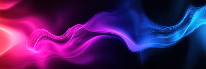Leinwandbilder - Blurred neon glow background with flowing gradient colors of black, blue, pink, and purple
