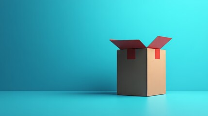 Wall Mural - A cardboard box is open on a blue background