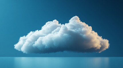 Canvas Print - A large cloud floating in the sky above a calm blue ocean