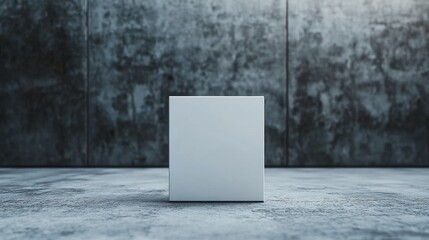 Poster - A white box is sitting on a grey concrete floor