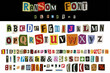 © djjeep_design - Ransom font Collage style vector letters alphabet. Cut out Blackmail or Ransom Kidnapper Anonymous Note Font. Latin Letters, Numbers and punctuation symbols. Criminal ransom letters. Compose your own