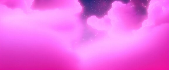 Wall Mural - Ethereal background of formations of pink clouds and twinkling stars with copy space colored Bright pastel authentic sky magical sky video 4k animation