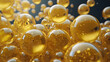 © AI ART GALLERY - 3D render of yellow smooth bubbles