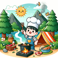 Wall Mural - cooking in nature  vector