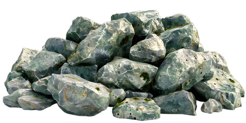 Canvas Print - [Transparent Background PNG]Pile of Rocks with Green Moss