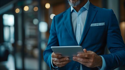 Poster - business leader presenting digital strategy to investors in meeting