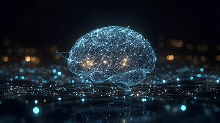 Wall Mural - Glowing Digital Brain with Futuristic Neural Connections Symbolizing Advanced Technology