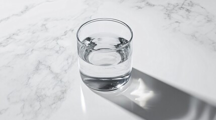 Poster - Clear Glass of Water on White Marble Surface