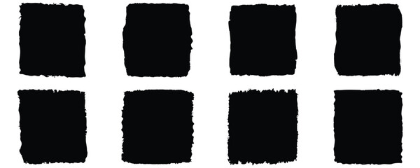 Poster - Set of grunge square template backgrounds. Vector black painted squares or rectangular shapes. Set of grunge square template backgrounds. black dirty texture. brush stroke collection. Hand drawn