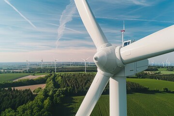wind turbine blades turning, dynamic angle, green energy engineering