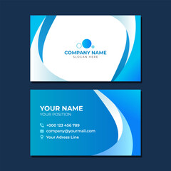 Wall Mural - Business card template with blue background