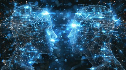 human communication with artificial intelligence. Generative AI technology.