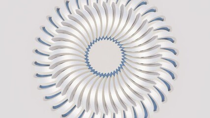 Wall Mural - Abstract white background circular pattern 3d animation