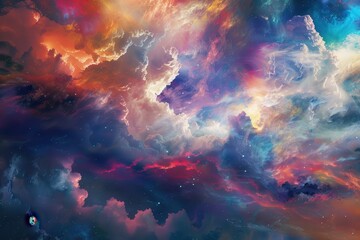 Wall Mural - Cosmic Clouds with Stars and a Glow in the Distance
