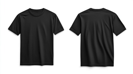 Black T-shirts front and back view, used as design template isolated on white background .generative ai