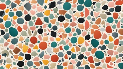 Design a seamless terrazzo pattern background with colorful chips