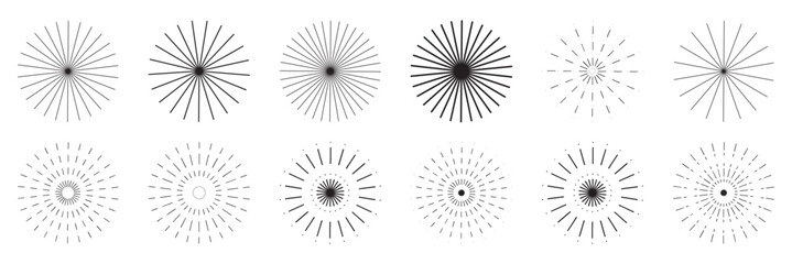 Radial circle lines.  Circular radiating lines geometric design element. line burst vector illustration