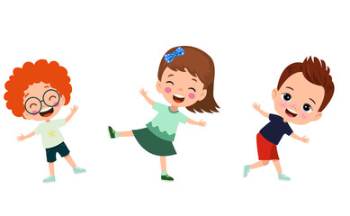 Sticker - vector illustration of students in different postures