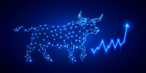 Wall Mural - Trading Market Trends with Bull Symbol - A dynamic background emphasizing market trends with a prominent bull symbol.
