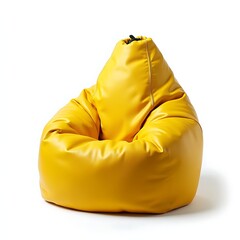 Poster - Yellow bean bag chair isolated on white background