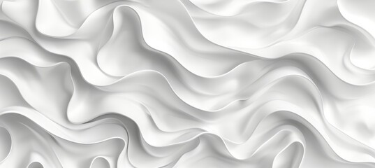 Canvas Print - Abstract Minimal White Smooth Background, Soft Wave Wavy, Elegant Flowing Curve Lines, 3D Rendering