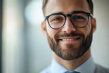 Wall Mural - Smiling businessman with beard and glasses, portrait