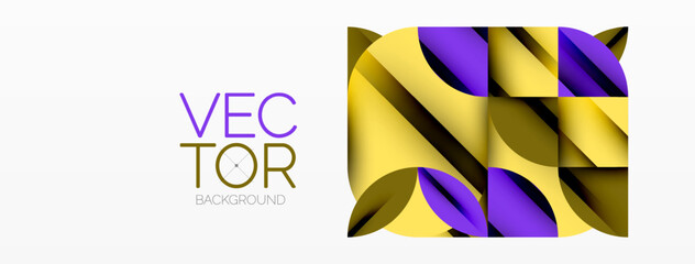 Aufkleber - Circle, square and flower petal geometric background. Round shapes composition for wallpaper, banner, background or landing
