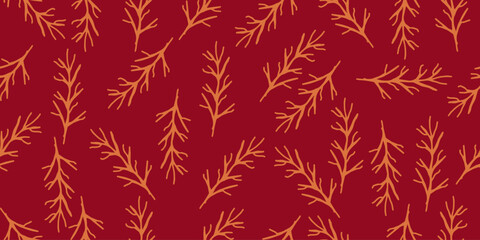 Wall Mural - autumn seamless pattern abstract floral background with leaves, hand drawing flat color.